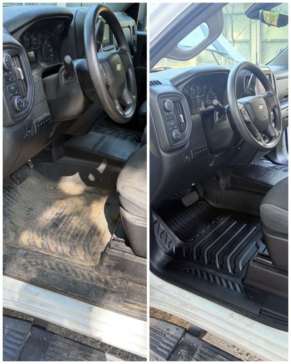 Before and after paint decontamination on black hood, Johnson County KS