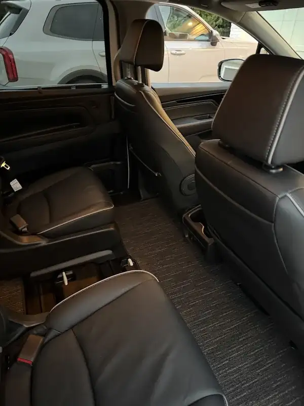 Honda minivan cabin from the rear door after detailing in Overland Park